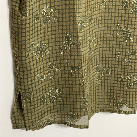 Vintage 80s Rena Rowan Saville skirt top 2 Piece green print set plus size 14 - Picture 5 of 10